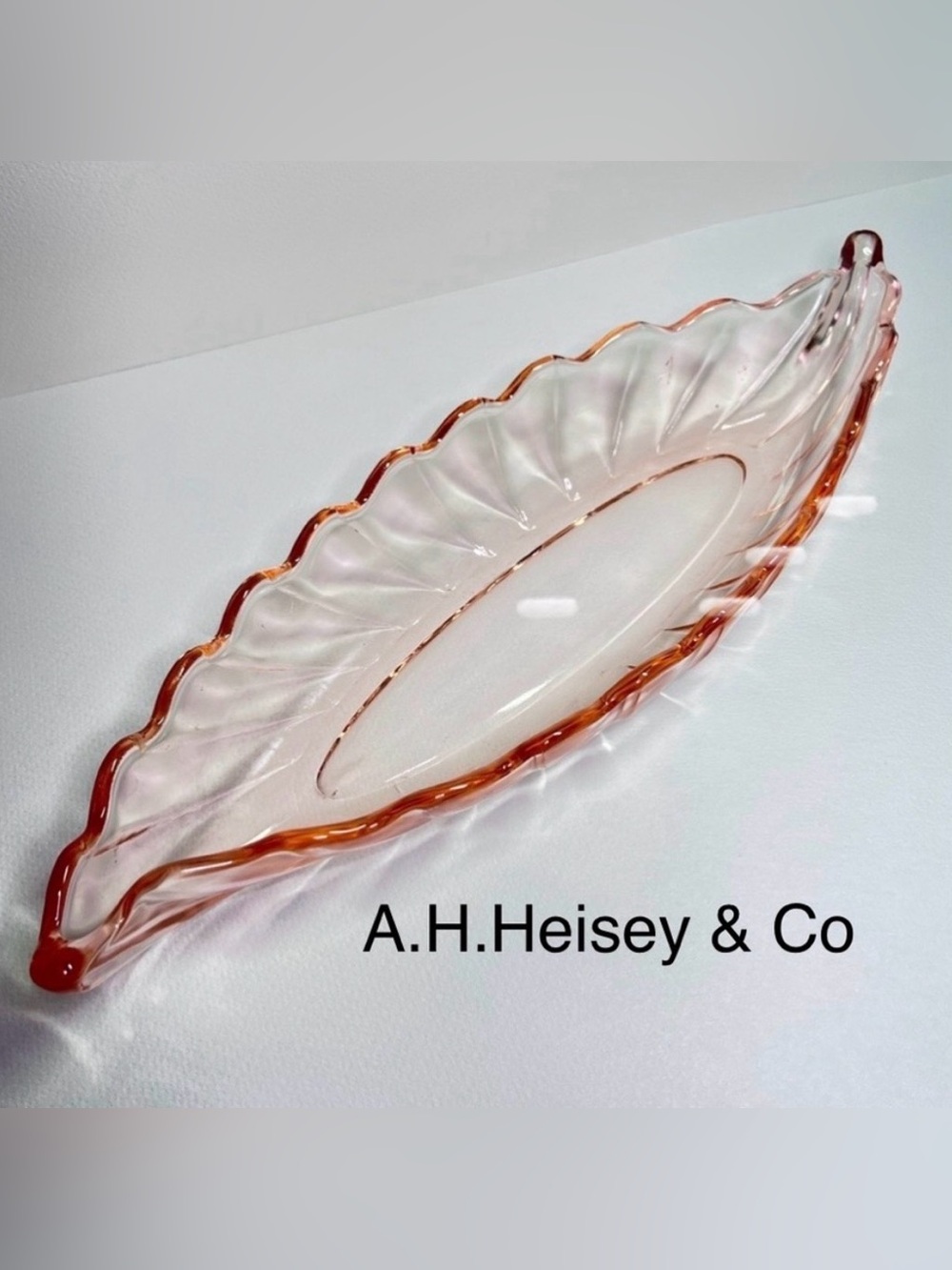 Vintage Heisey No. 1252 Twist Celery Tray Flamingo Pink Depression Glass Dish
